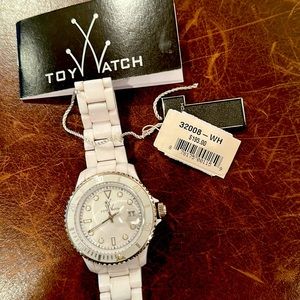 Toy Watch - white with silver details, bezel and date